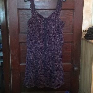 Blue patterned dress.